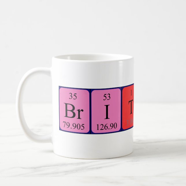 Brittney periodic table name mug (Left)