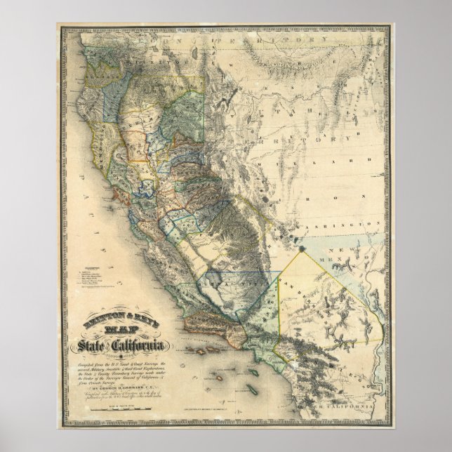 Britton and Rey's Map of California Poster (Front)