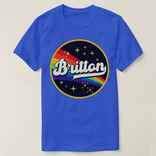 Britton Rainbow In Space Vintage Style T-Shirt (Design Front)
