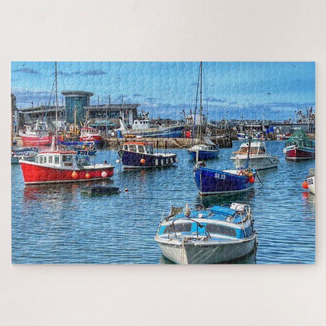 Brixham Fleet: Colourful Boats & Harbour Life Jigsaw Puzzle (Horizontal)