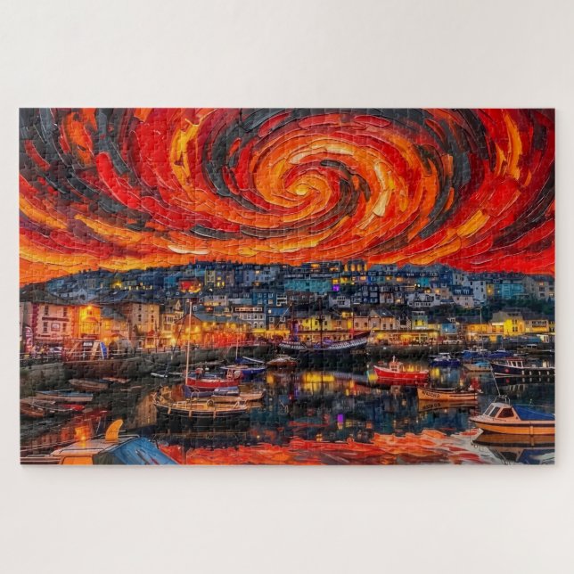 Brixham Harbor: Gallery Edition Solar Vortex Jigsaw Puzzle (Horizontal)