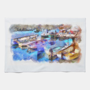 Brixham Harbour Devon UK Tea Towel