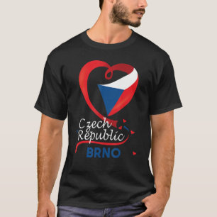 Brno Czech Republic Heart Flag Lion Coat Of Arm Em T-Shirt
