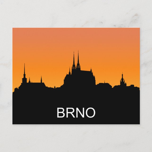 Brno silhouette, summer sunset illustration postcard (Front)