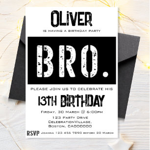 Bro 13th Birthday Party Invitation