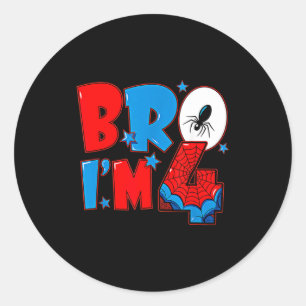 Bro 4 spider theme party boy birthday 4th years ol classic round sticker