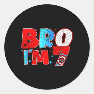 Bro 7 Spider Theme Party Birthday Boy 7th Years Classic Round Sticker