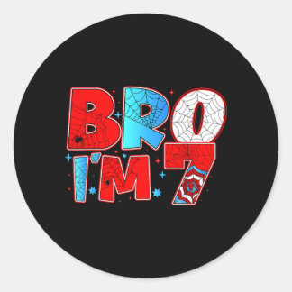 Bro 7 Spider Theme Party Birthday Boy 7th Years Classic Round Sticker