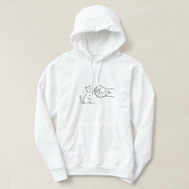  "Bro Cat" Minimalist Fist Bump Hoodie (Design Front)