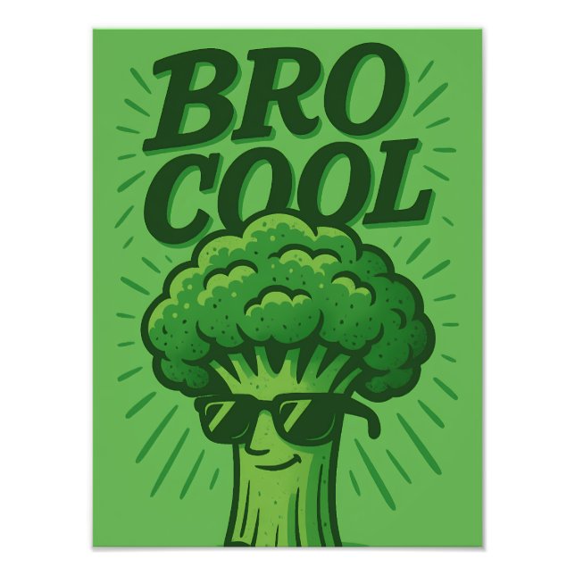 Bro Cool Funny Green Broccoli Design Photo Print (Front)