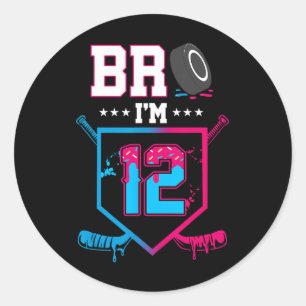 Bro I'm 12 Year Old Hockey Ice Cream Drip 12th Bir Classic Round Sticker