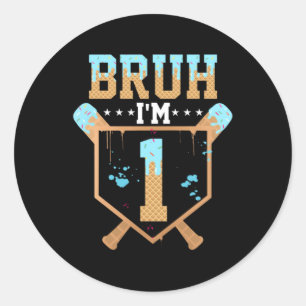 Bro Im 1 Ice Cream Birthday Classic Round Sticker