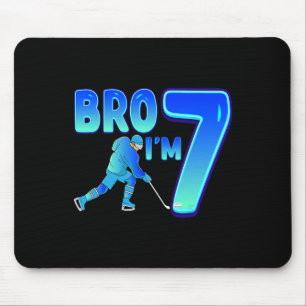 Bro I'm 7 Ice Hockey Lover 7th Birthday Party Kids Mouse Mat