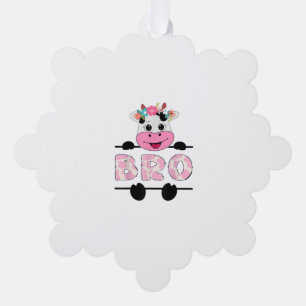 Bro Of The Birthday Girl Cow Brother Family Party Tree Decoration Card