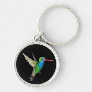 Broad-Billed Hummingbird cute bird watercolor Key Ring