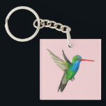Broad-Billed Hummingbird cute bird watercolor Key Ring<br><div class="desc">Customise this cute keychain with your own text,  your name or anything else you like. Bird lovers will appreciate this Broad-Billed Hummingbird,  hand painted by me for you! Check my shop for lots more matching items!</div>