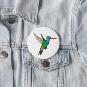 Broad-billed Hummingbird Watercolor Art 7.5 Cm Round Badge
