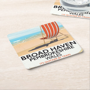 Broad Haven, Pembrokeshire,Wales seaside Square Paper Coaster