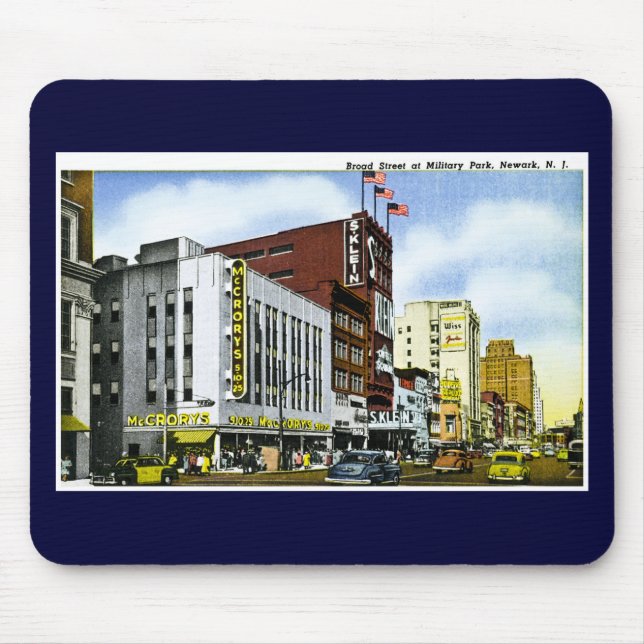 Broad Street at Military Park, Newark, New Jersey Mouse Mat (Front)