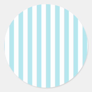 Broad Stripes - White and Blizzard Blue Classic Round Sticker