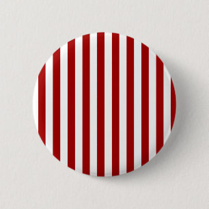 Broad Stripes - White and Dark Candy Apple Red 6 Cm Round Badge