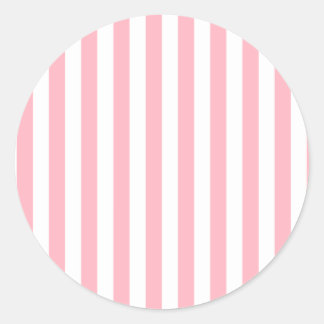 Broad Stripes - White and Light Pink Classic Round Sticker