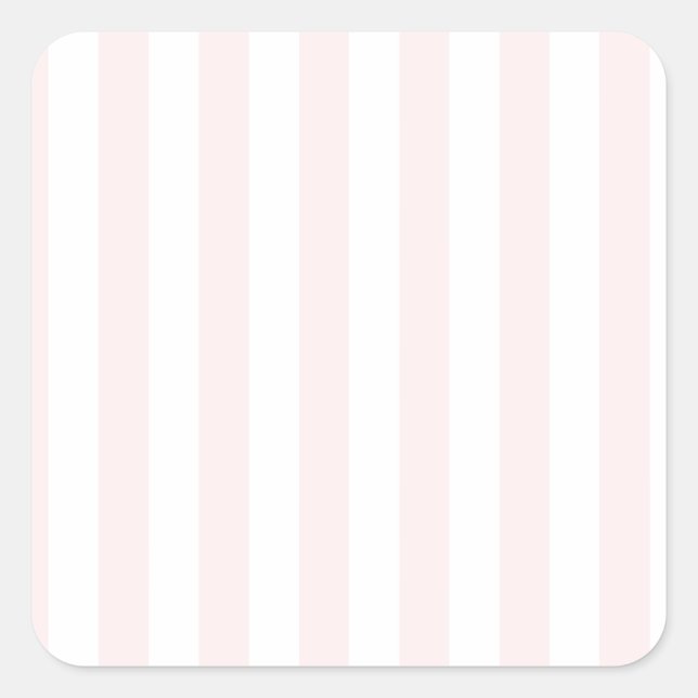 Broad Stripes - White and Pale Pink Square Sticker (Front)