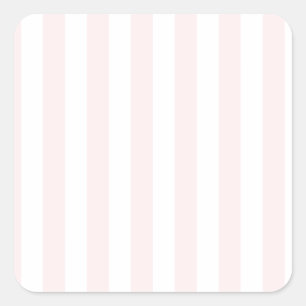 Broad Stripes - White and Pale Pink Square Sticker
