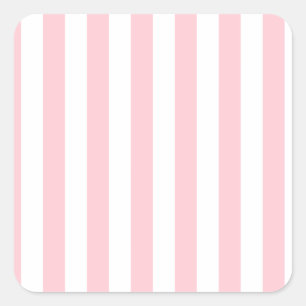 Broad Stripes - White and Pink Square Sticker