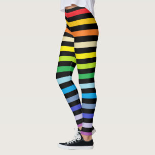 Broader Spectrum Rainbow and Black Stripes Leggings