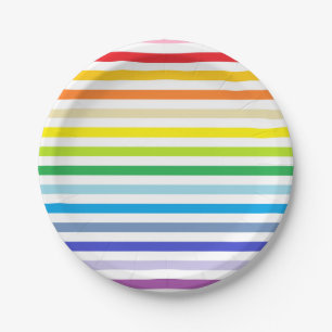 Broader Spectrum Rainbow and White Stripes Paper Plate