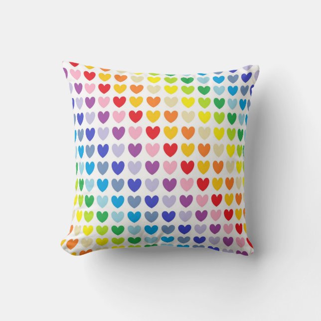 Broader Spectrum Rainbow Hearts Cushion (Front)