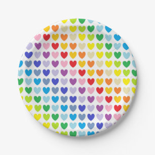 Broader Spectrum Rainbow Hearts Paper Plate
