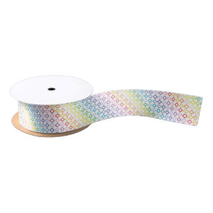 Broader Spectrum Rainbow Outlined Diamonds Satin Ribbon