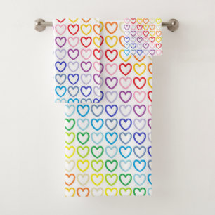 Broader Spectrum Rainbow Outlined Hearts Bath Towel Set
