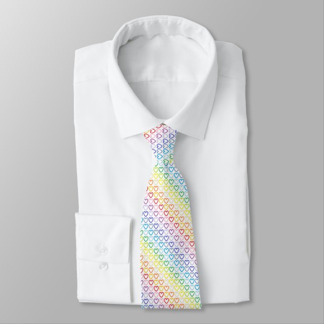 Broader Spectrum Rainbow Outlined Hearts Tie (Tied)