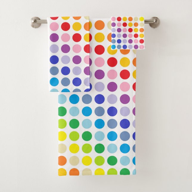 Broader Spectrum Rainbow Polka Dots Bath Towel Set (Insitu)