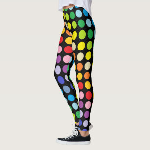 Broader Spectrum Rainbow Polka Dots Black Leggings