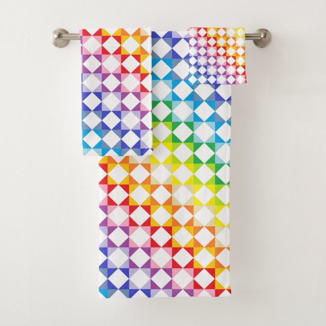 Broader Spectrum Rainbow White Diamonds Bath Towel Set (Insitu)