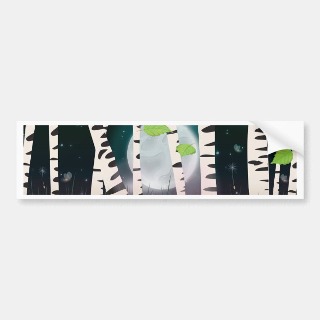 Broadleaved deciduous hardwood Birch Trees Bumper Sticker (Front)