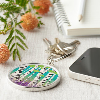 Broadleaved deciduous hardwood Birch Trees Key Ring