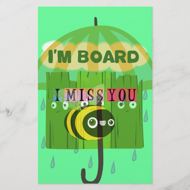 Broadly Speaking I miss You: Inspirational Text  Stationery (Front)