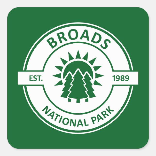 Broads National Park Sun Trees Square Sticker (Front)
