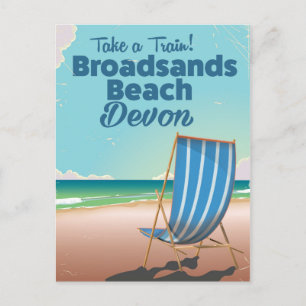Broadsands Beach Devon vintage travel poster Postcard