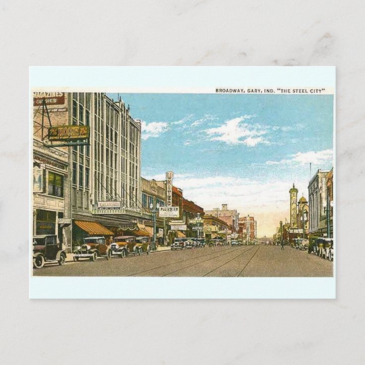 Broadway 1930 Gary, Indiana Postcard | Zazzle