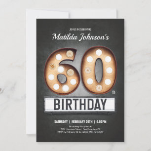 Broadway 60th Birthday Vintage Marquee Fun Custom Invitation