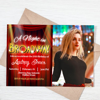 Broadway Birthday with Photo Invitation