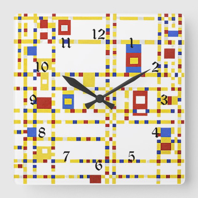 Broadway Boogie Woogie Square Wall Clock (Front)