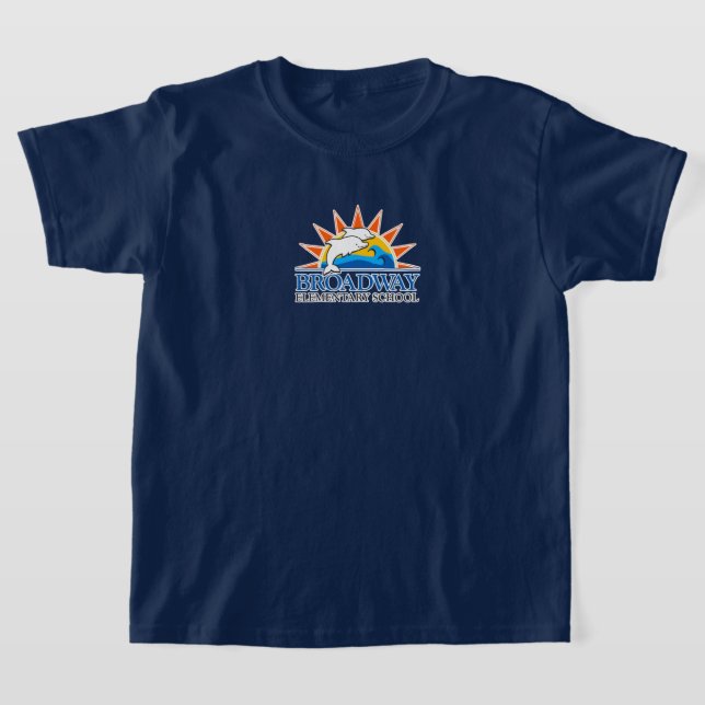 Broadway Elementary School kids white logo shirt (Laydown)
