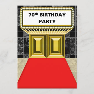 Broadway Marquee Red Carpet 70 th Birthday Party Invitation